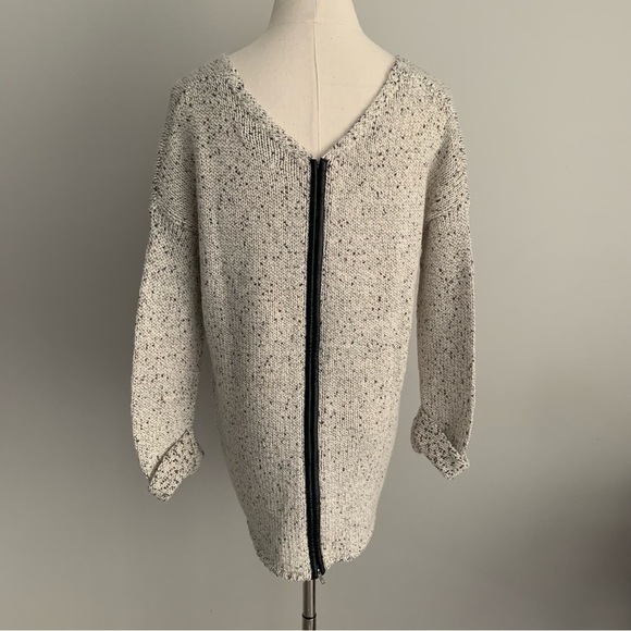 Michael stars wool alpaca chunky knit speckled zip up back sweater cream grey - Picture 3 of 6